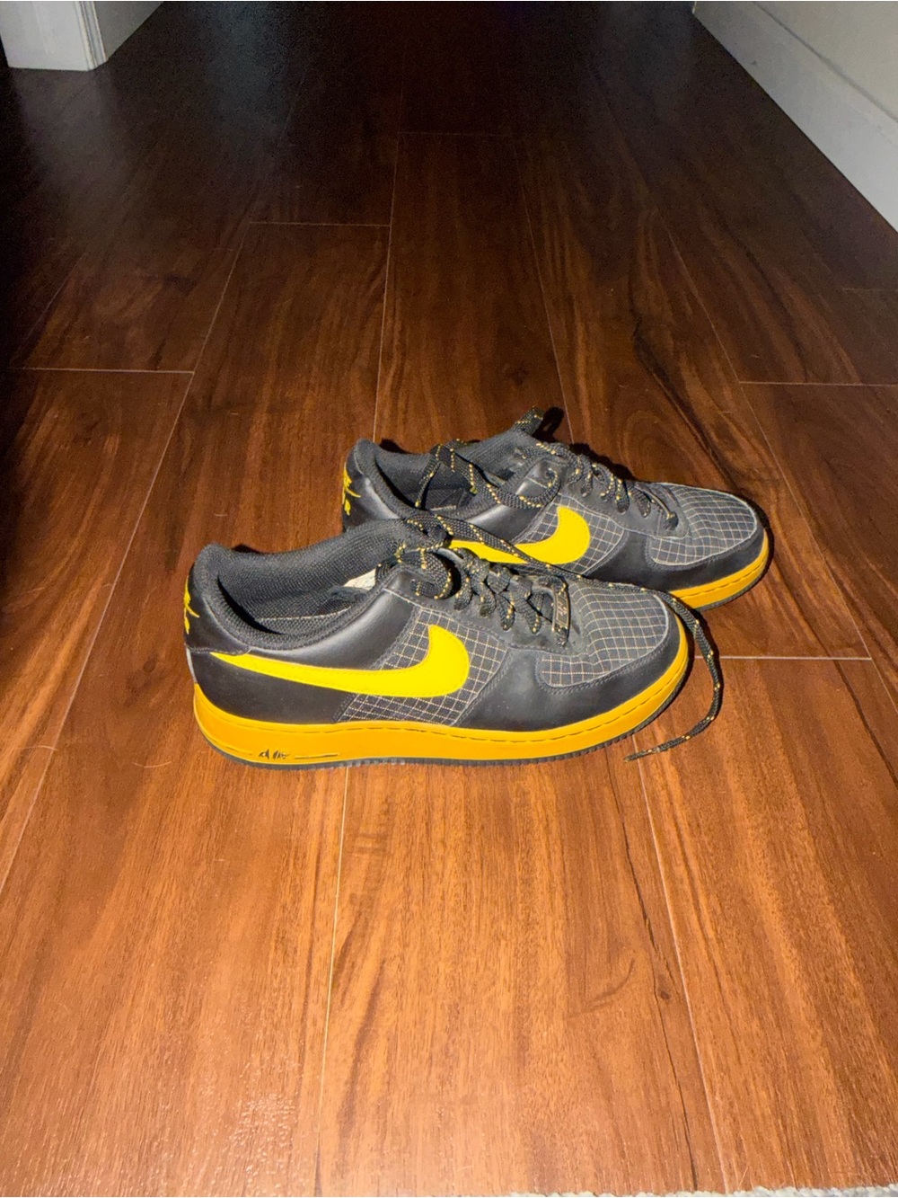 Nike Black and Yellow Air Force 1s